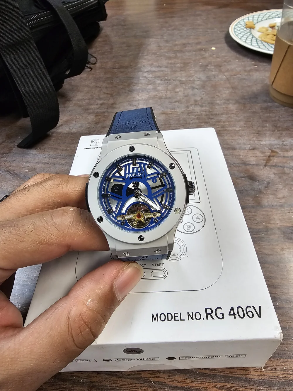 Men's Automatic Skeleton Watch in Blue